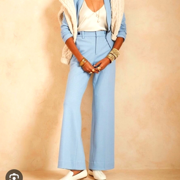 Banana Republic Pants - Banana Republic Italian Wool Blend Blue Wide Leg Pants Size 8 Medium - NEW